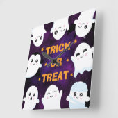 Cute Halloween Ghosts Trick or Treat スクエア壁時計 (傾斜)