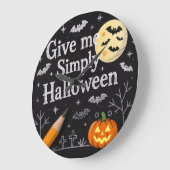 Cute Halloween Gift Wrap ラージ壁時計 (傾斜)