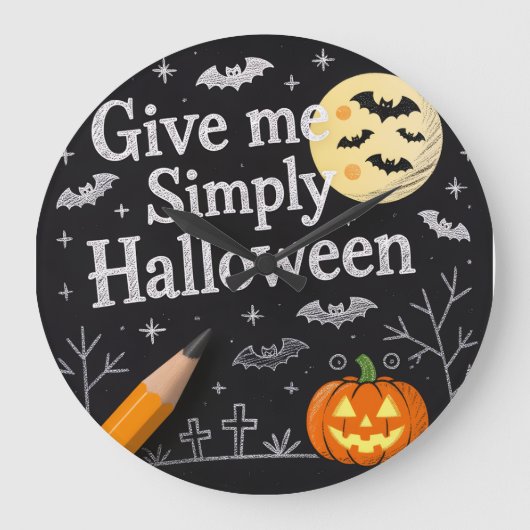 Cute Halloween Gift Wrap ラージ壁時計 (正面)