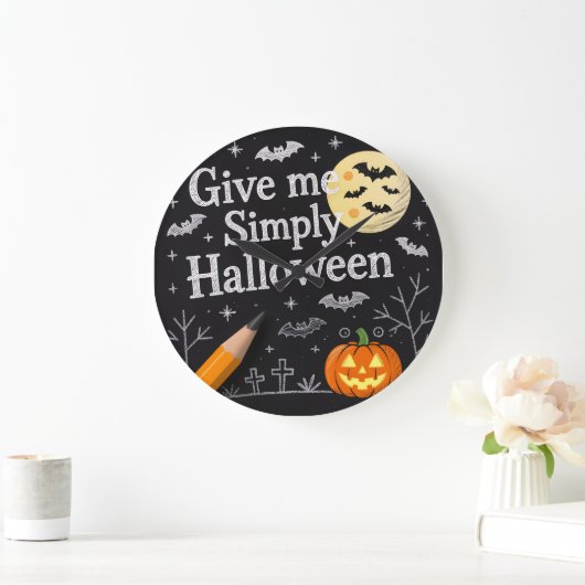 Cute Halloween Gift Wrap ラージ壁時計 (ホーム)