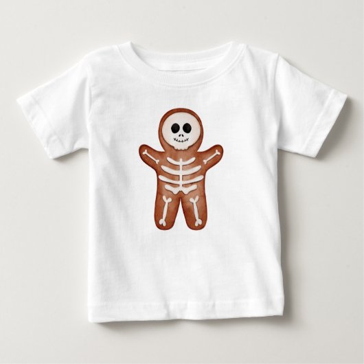Cute Halloween Gingerbread Skeleton Cookie ベビーTシャツ (正面)