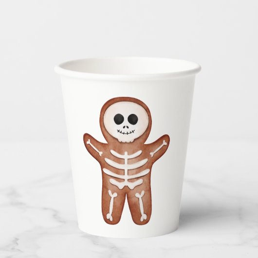 Cute Halloween Gingerbread Skeleton Cookie 紙コップ (正面)