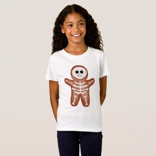 Cute Halloween Gingerbread Skeleton Cookie Tシャツ (正面フル)