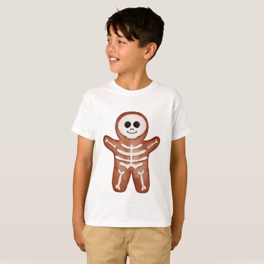 Cute Halloween Gingerbread Skeleton Cookie Tシャツ (正面フル)