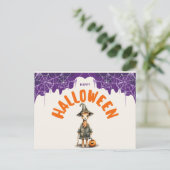Cute Halloween Giraffe Wizard Happy Halloween シーズンポストカード (スタンド正面)