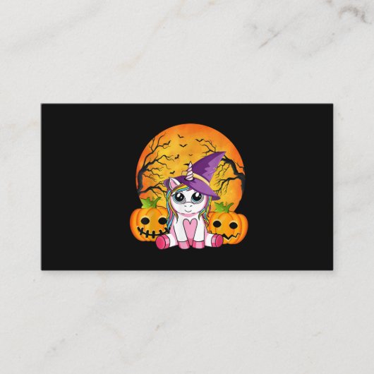Cute Halloween Girls Witchy Unicorn Halloween 名刺 (正面)