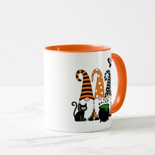 Cute Halloween Gnomes with Cauldron and Pumpkin マグカップ (正面右)