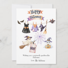 Cute Halloween Holiday Card with Pumpkins Witch シーズンカード