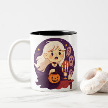Cute Halloween Horror Witch Mug – Spooky Ghosts & 