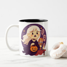 Cute Halloween Horror Witch Mug – Spooky Ghosts &  ツートーンマグカップ