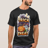 Cute Halloween illustration with ghost pumpkin spi Tシャツ (正面)