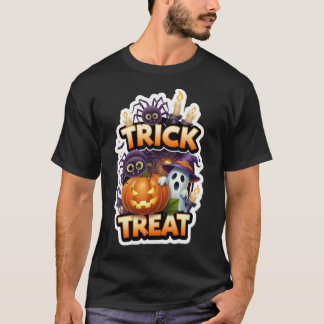 Cute Halloween illustration with ghost pumpkin spi Tシャツ