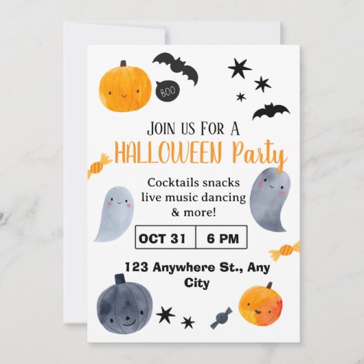 Cute Halloween Invitation | Kids & Family 招待状 (正面)