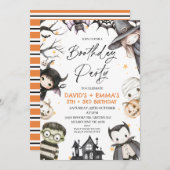 Cute Halloween Kids Boothday Party Join Birthday 招待状 (正面/裏面)