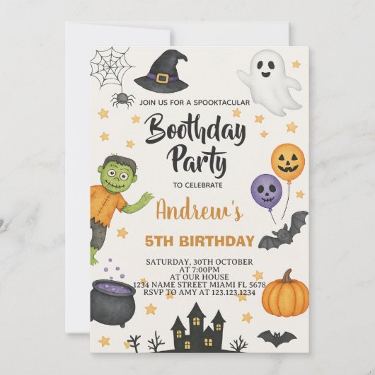 Cute Halloween Kids Party Invitation 招待状 (正面)