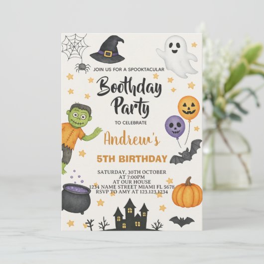 Cute Halloween Kids Party Invitation 招待状 (スタンド正面)