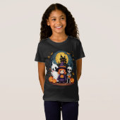 Cute Halloween Kids Tee Ghost Witch Skeleton Tシャツ (正面フル)