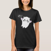 Cute Halloween Kitten Cat Flying Ghost Boo Costume Tシャツ (正面)