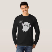 Cute Halloween Kitten Cat Flying Ghost Boo Costume Tシャツ (正面フル)