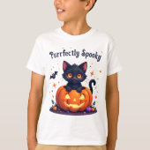 Cute halloween kitten pumpkin design t-shirt tシャツ (正面)