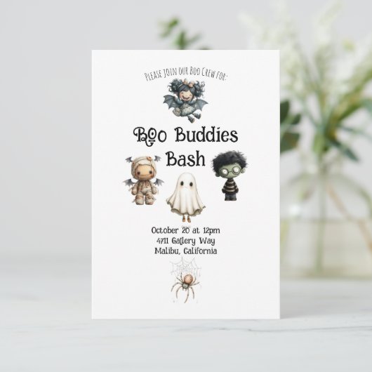 Cute Halloween Little Boo Bash Party 招待状 (スタンド正面)