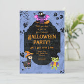 Cute Halloween Llama, Bat, Sloth Party 招待状 (スタンド正面)