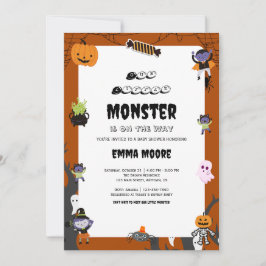Cute Halloween Monster Baby Shower Design 招待状