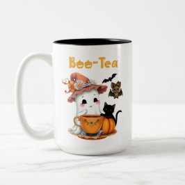 Cute Halloween Mug Boo-Tea Ghost Bat Cat ツートーンマグカップ