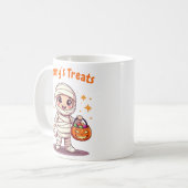 Cute halloween mummy mug コーヒーマグカップ (正面左)