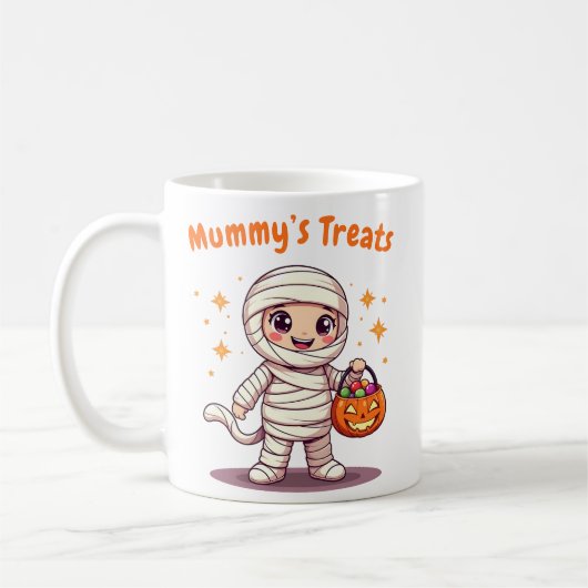 Cute halloween mummy mug コーヒーマグカップ (左)
