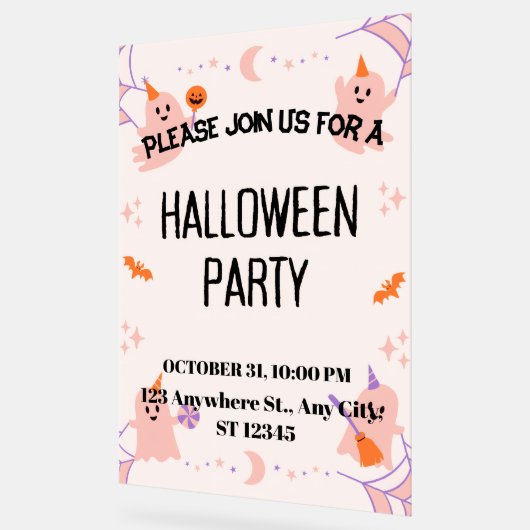 Cute Halloween Party Invitation アクリルサイン (傾斜)
