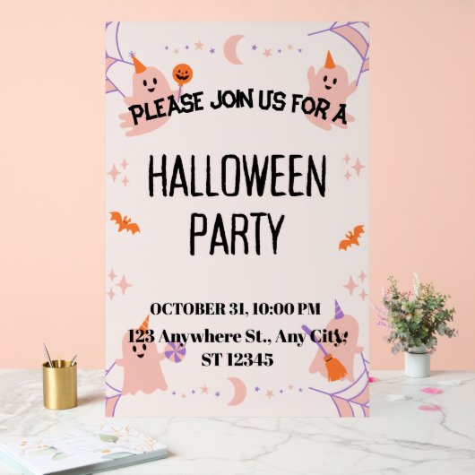 Cute Halloween Party Invitation アクリルサイン (ウェディング)