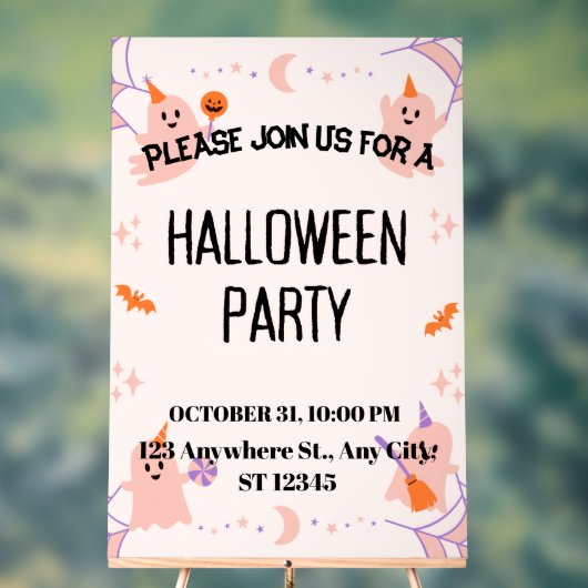 Cute Halloween Party Invitation アクリルサイン (ニュートラル)