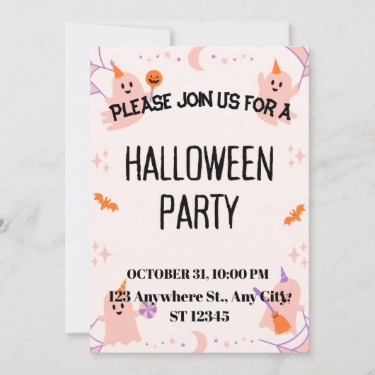 Cute Halloween Party Invitation セーブザデート (正面)