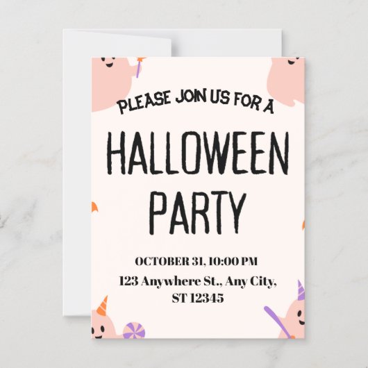 Cute Halloween Party Invitation マグネット招待状 (正面)