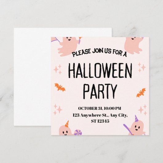 Cute Halloween Party Invitation 招待状 (正面/裏面)
