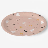 Cute Halloween Party Little Boo Orange Ghost ペーパープレート (アングル)