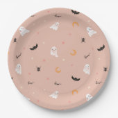 Cute Halloween Party Little Boo Orange Ghost ペーパープレート (正面)