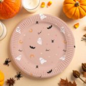 Cute Halloween Party Little Boo Orange Ghost ペーパープレート