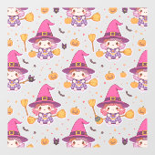 Cute Halloween Pattern with Pumpkins and witch ウィンドウサイン (シート)