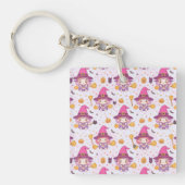 Cute Halloween Pattern with Pumpkins and witch  キーホルダー (正面)