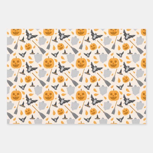 Cute Halloween Pattern Wrapping Paper Sheet Sets. ラッピングペーパーシート (正面)