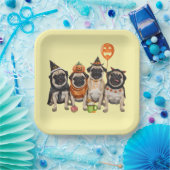 Cute Halloween Pug Paper Plate – Funny Spooky Dog  ペーパープレート (パーティー)