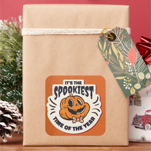 Cute Halloween Pumpkin スクエアシール (クリスマス)