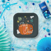 Cute Halloween Pumpkin and Ghosts Trick or Treat  ペーパープレート (パーティー)