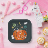 Cute Halloween Pumpkin and Ghosts Trick or Treat  ペーパープレート (パーティー)