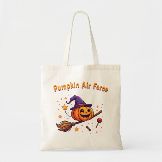 Cute halloween pumpkin broom design tote bag トートバッグ (正面)