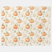 Cute Halloween Pumpkin Ghost フリースブランケット (正面(横))