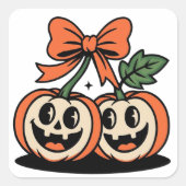 Cute Halloween Pumpkin Pair Sticker スクエアシール (正面)