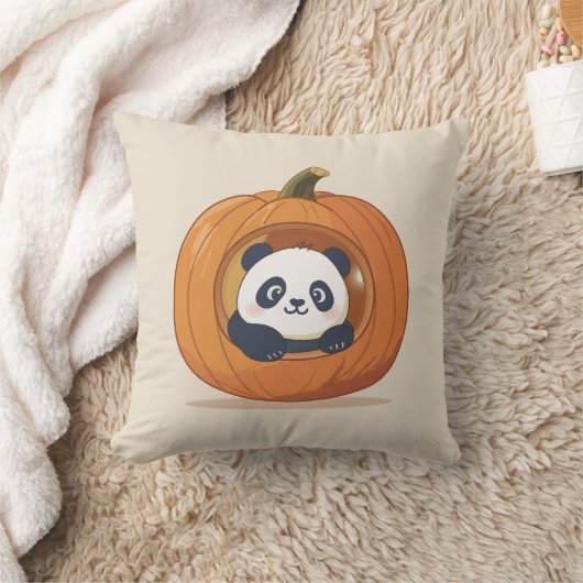 Cute Halloween Pumpkin Panda クッション (ブランケット)